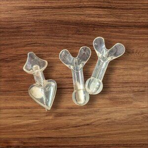Vintage Lucite Aqua Pens Set Of 3 Heart  Fish Tail Shape